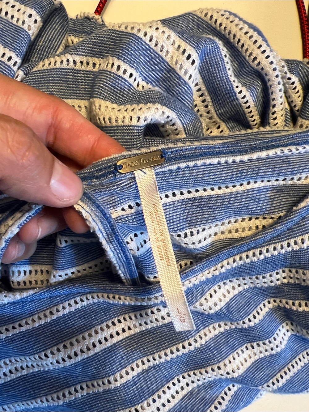 Free People, Large, keyhole back, Blue & White Striped Boatneck Tunic, flowy - Picture 9 of 10